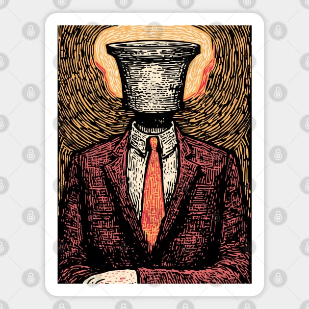 Surreal Man Seeking the Holy Grail Illustration Magnet by TuncGK